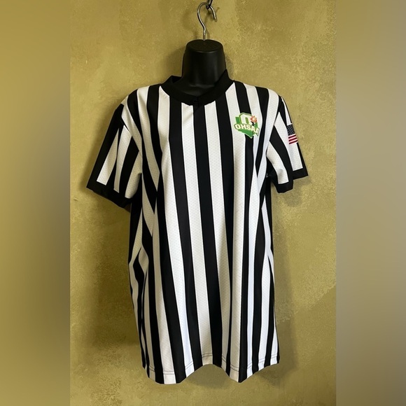 SMITTY Black & White Stripe Officials Body Flex Short Sleeve Shirt Men XL NWT - Picture 1 of 6